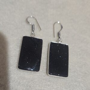 Chic Midnight Blue Rectangular Earrings